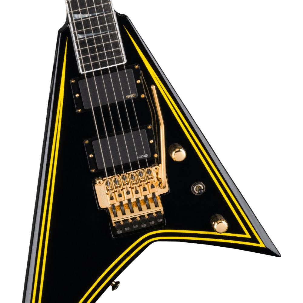 Jackson ジャクソン MJ Series Rhoads RR24MG Ebony Fingerboard Black with Yellow Pinstripes エレキギター ピックアップ、ブリッジ