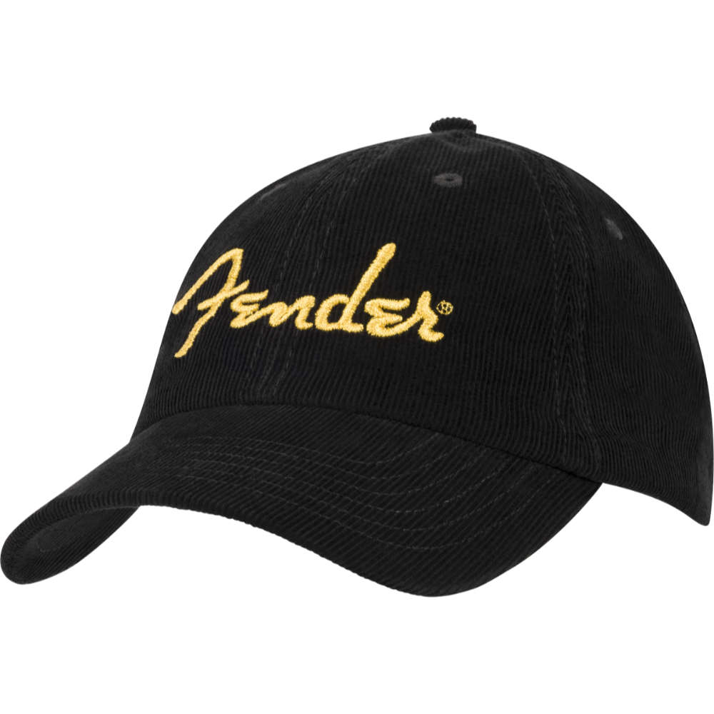 Fender フェンダー Gold Spaghetti Logo Corduroy Baseball Hat Black One Size ベースボールキャップ 帽子 サイド