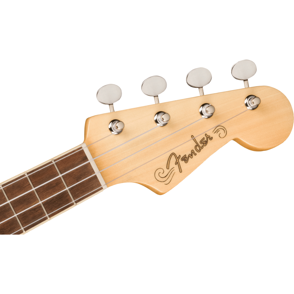 Fender フェンダー Fullerton Strat Uke Walnut Fingerboard White Pickguard Candy Apple Red コンサートサイズ エレクトリックウクレレ ヘッド画像