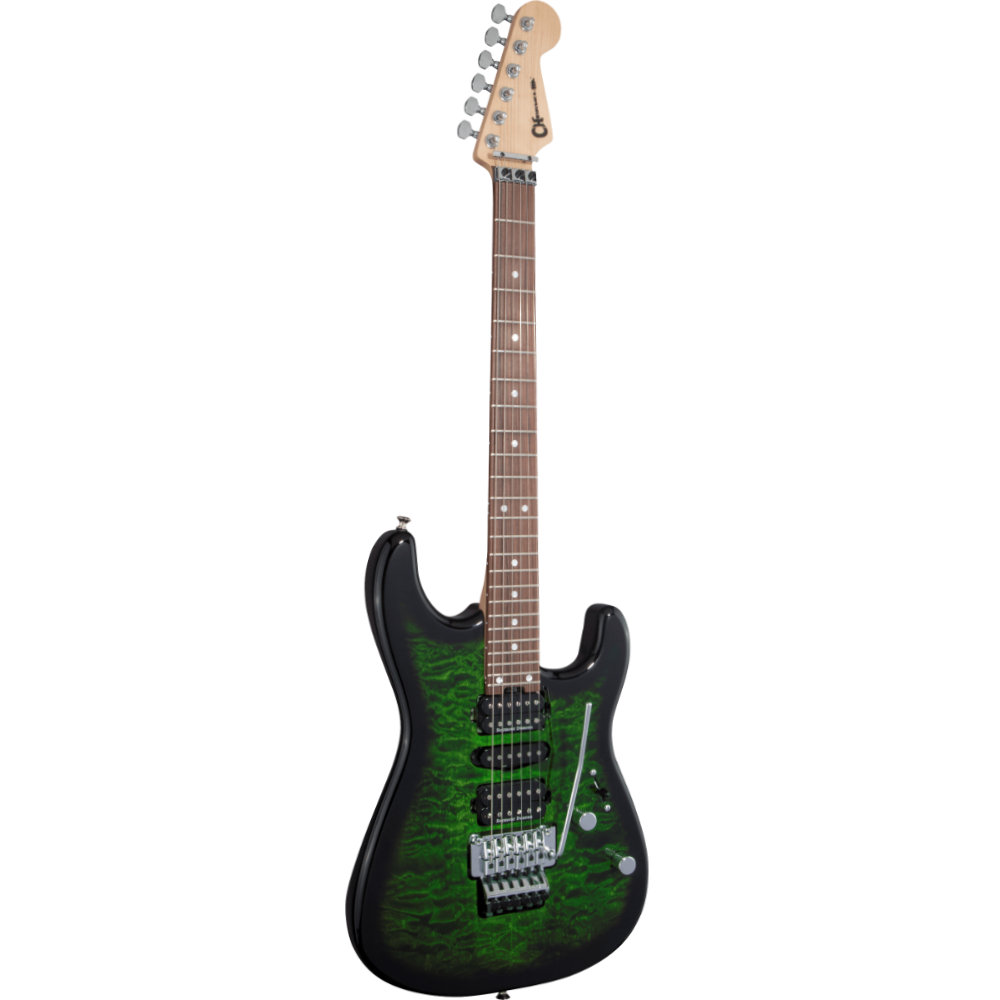 Charvel シャーベル Pro-Mod San Dimas Style 1 HSH FR PF QM Transparent Green Burst エレキギター ボディトップ、サイド