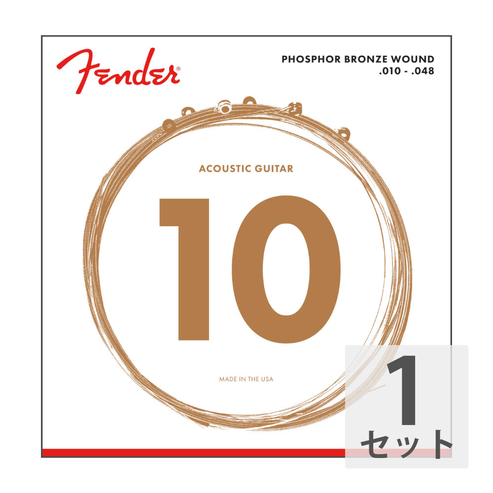 Fender フェンダー Phosphor Bronze Acoustic Guitar Strings Ball End 60XL .010-.048 Gauges アコースティックギター弦