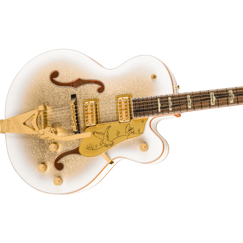 GRETSCH グレッチ G6136TG-OP Limited Edition Orville Peck Falcon with String-Thru Bigsby Oro Sparkle エレキギター ボディ斜めアングル画像