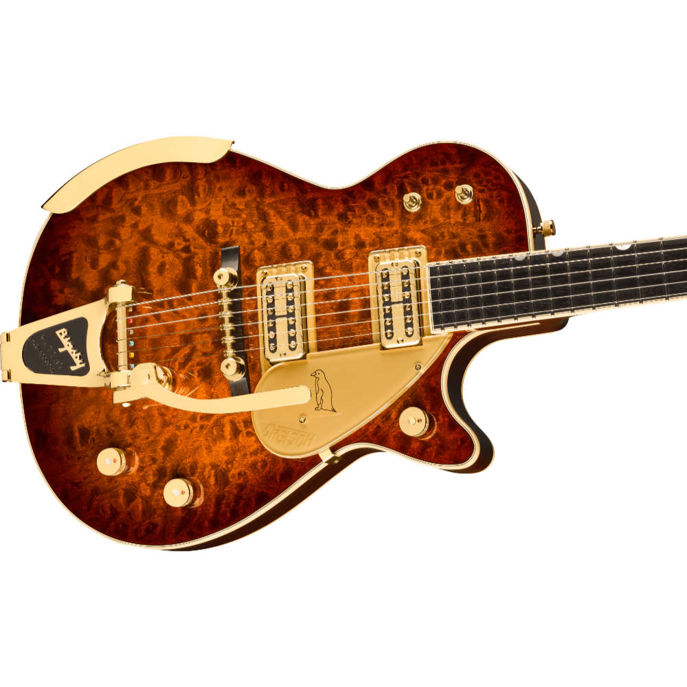 GRETSCH グレッチ G6134TGQM-59 Limited Edition Quilt Classic Penguin with Bigsby Forge Glow エレキギター ボディ斜めアングル画像