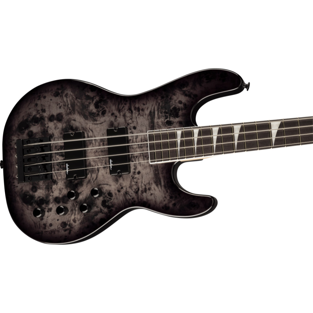 Jackson ジャクソン JS Series Concert Bass CB JS3P Transparent Black エレキベース ボディ斜めアングル画像