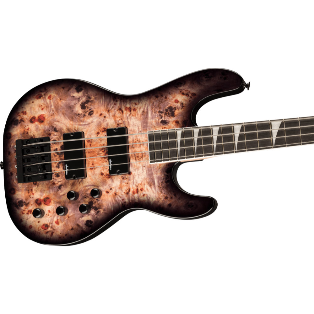 Jackson ジャクソン JS Series Concert Bass CB JS3P Transparent Black Burst エレキベース ボディ斜めアングル画像