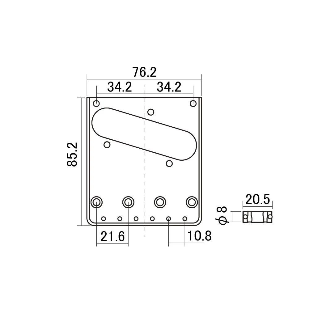 SCUD スカッド HK-24ACS/BS テレキャスタータイプ用ブリッジ クローム レリック仕様 サイズ図画像