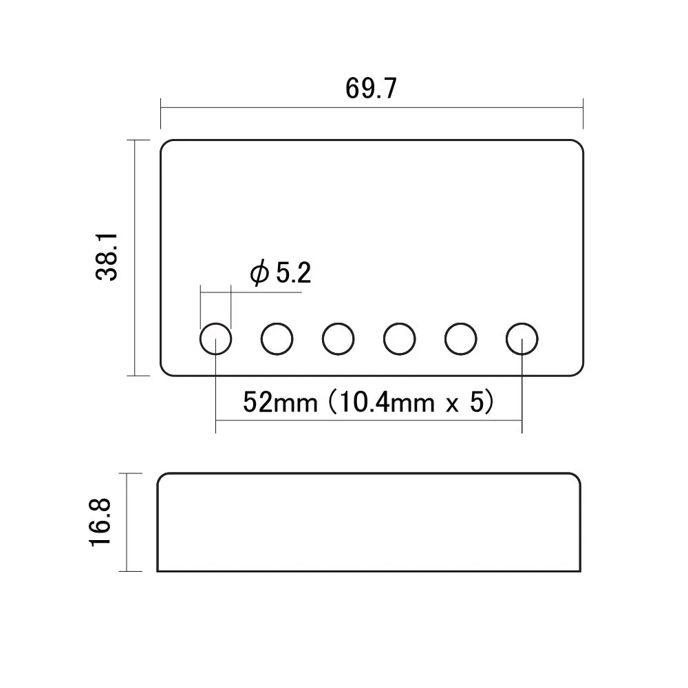 SCUD スカッド PUC-104G ハムバッカー用ピックアップカバー 10.4mm ゴールド サイズ図画像