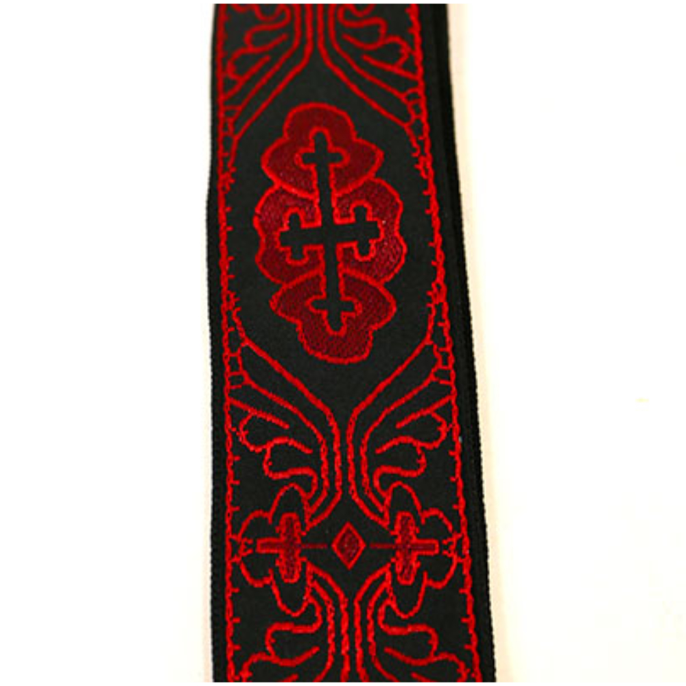 Perri’s ペリーズ TWS-7071 CROSS JACQUARD GUITAR STRAP BLK/RD BLK/RED ブラック レッド ギターストラップ 本体画像1