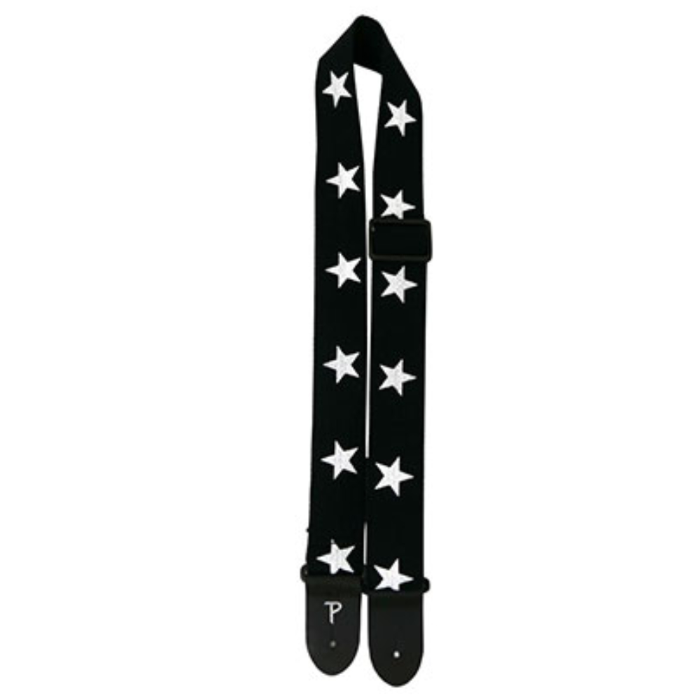 Perri’s ペリーズ CWS20-6845 BLACK W/STARS 星柄 Deluxe Cotton Strap ギターストラップ