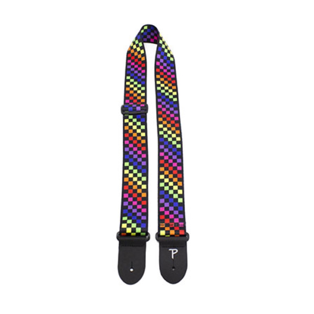 Perri’s ペリーズ LPCP-7300 2インチ Checker Rainbow Design On Polyester Guitar Strap ギターストラップ