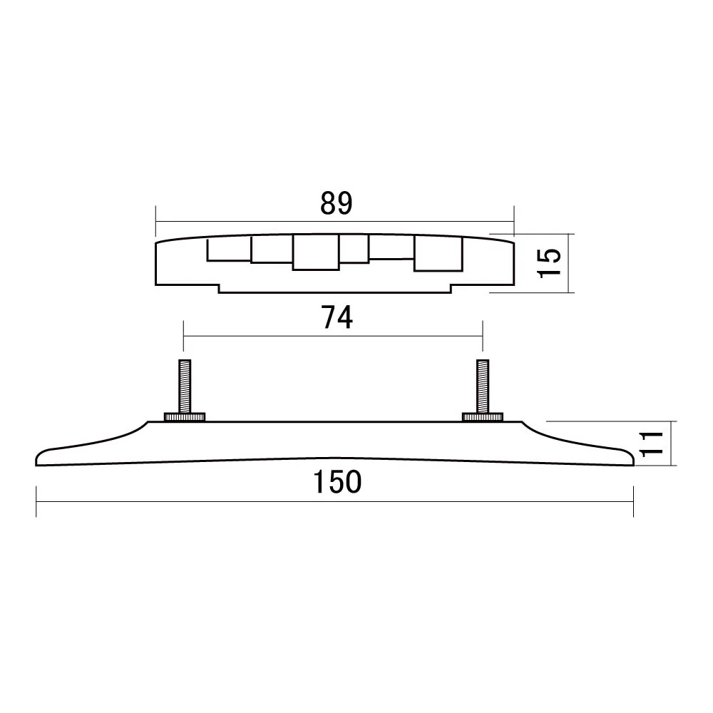 SCUD スカッド F-2803R アーチトップギター用ブリッジ コンペンセイトサドル サイズ図画像