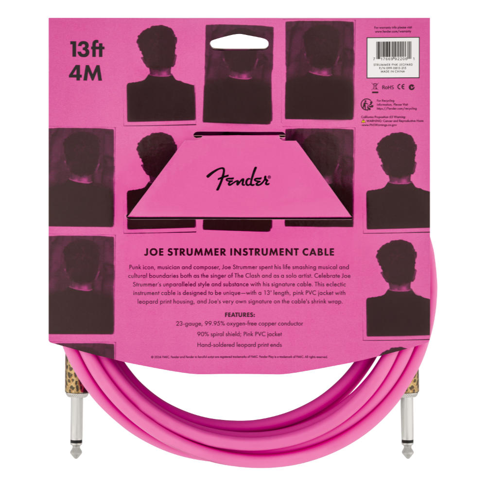 Fender フェンダー Joe Strummer 13ft Instrument Cable Pink Leopard 4m ギターケーブル シールドケーブル パッケージ裏画像