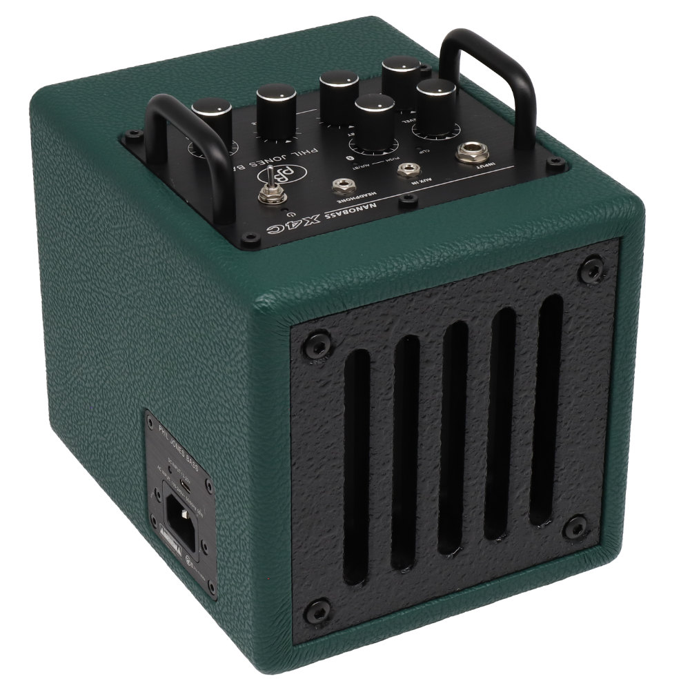 PHIL JONES BASS フィルジョーンズベース NANOBASS X4C Forest Green 小型ベースアンプ コンボ USBモバイルバッテリー対応 本体画像 斜め