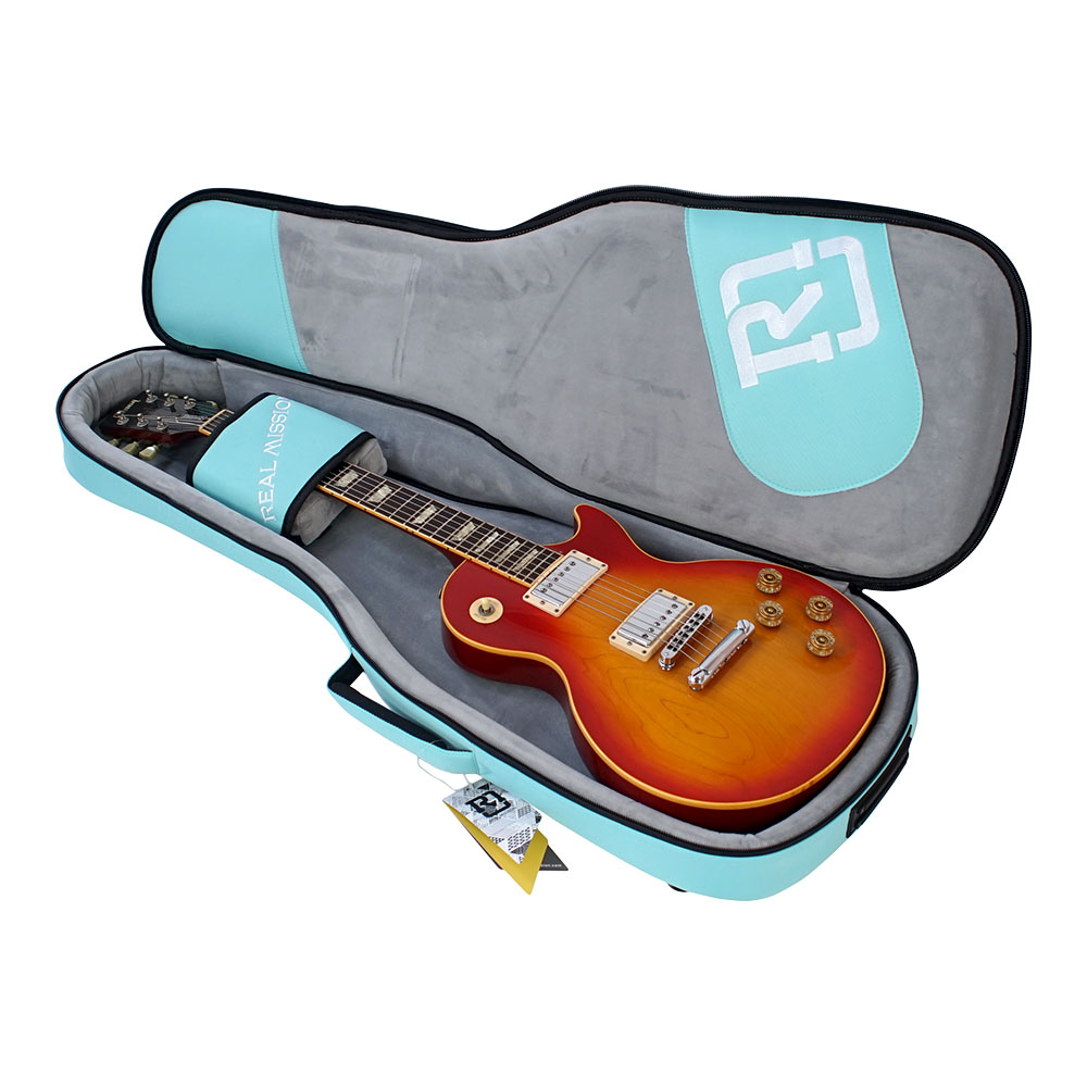 エレキギターケース REAL MISSION CoolVox E Aqua アクア 水色 エレキ ギグバッグ リュック 背負うギターケース リアルミッション レスポール収納時