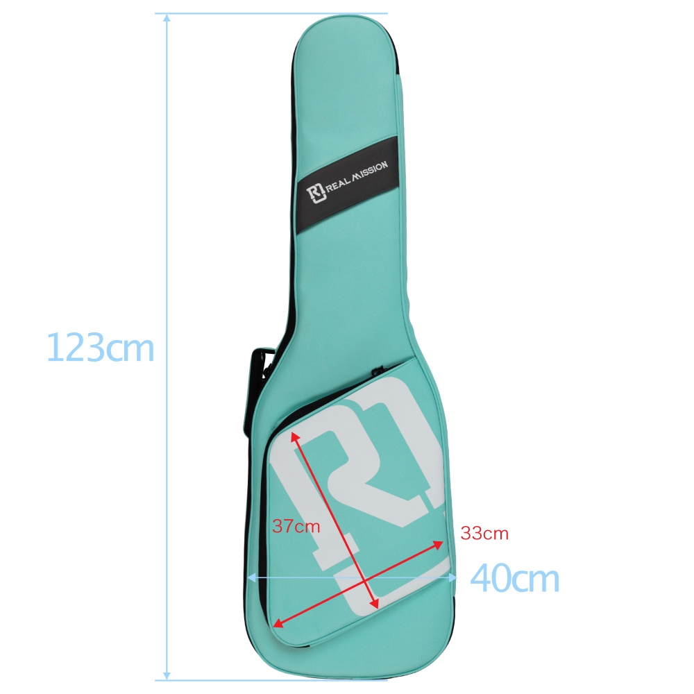 エレキベースケース REAL MISSION CoolVox B Aqua アクア 水色 ベース ギグバッグ リュック 背負うベースケース リアルミッション サイズ詳細