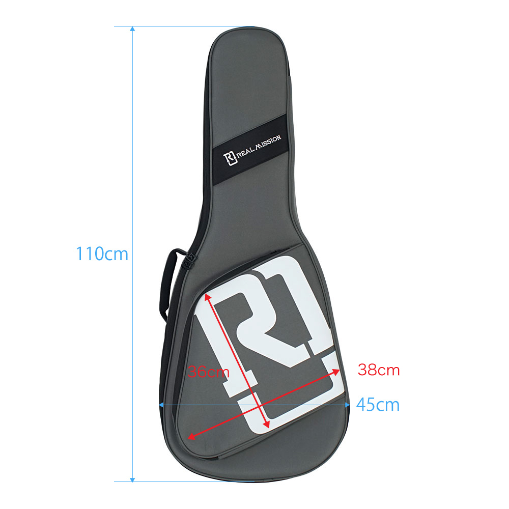 アコースティックギターケース REAL MISSION CoolVox D Grey アコギ ギグバッグ リアルミッション サイズ詳細
