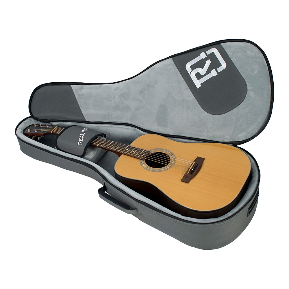 アコースティックギターケース REAL MISSION CoolVox D Grey グレー アコギ ギグバッグ リュック 背負うギターケース リアルミッション ギター収納時