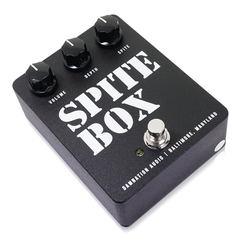 Damnation Audio SPITE BOX ベースディストーション ファズ ベースエフェクター フッチスイッチ側からのアングル