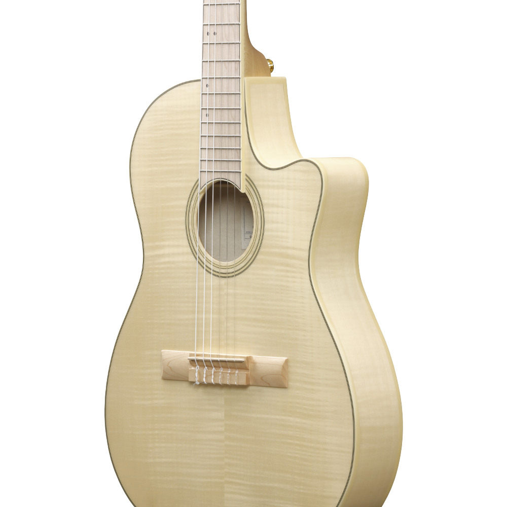 IBANEZ アイバニーズ GA39TCE-NTF Nylon Electric Acoustic Guitar NTF ナイロン弦 薄胴 エレガットギター ボディ斜めアングル画像