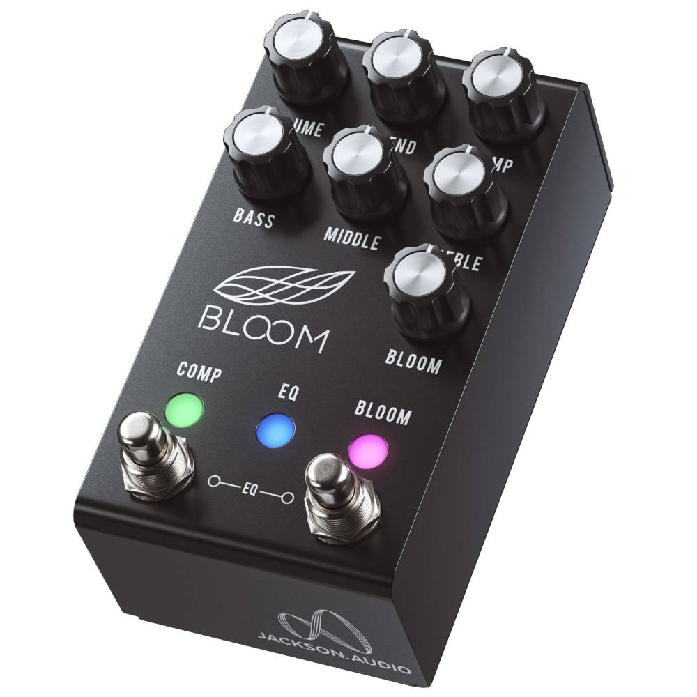 Jackson Audio BLOOM V2 MIDI コンプレッサー ギターエフェクター フットスイッチ側からのアングル