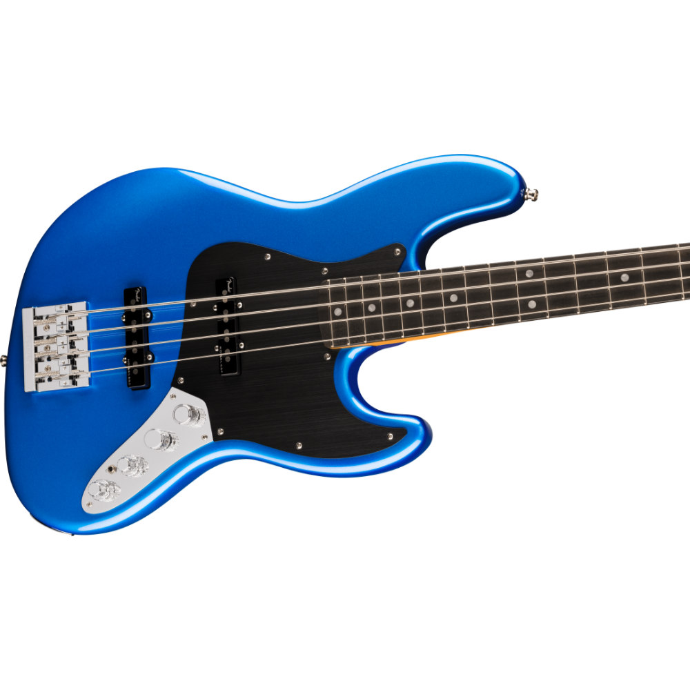 Fender フェンダー American Ultra II Jazz Bass EB Noble Blue エレキベース ジャズベース ボディ斜めアングル画像