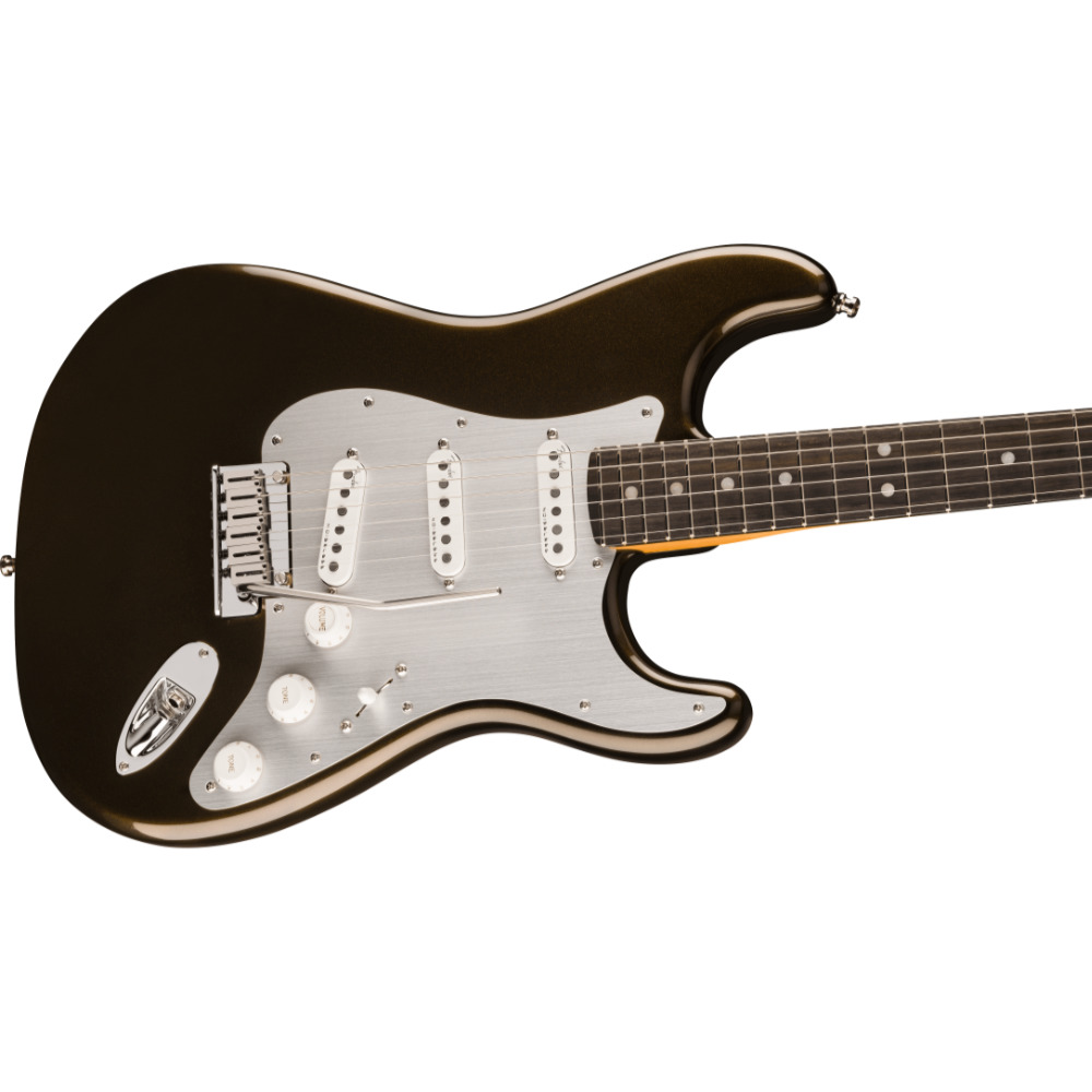 Fender フェンダー American Ultra II Stratocaster EB Texas Tea エレキギター ストラトキャスター ボディ斜めアングル画像