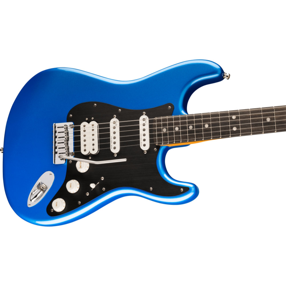 Fender フェンダー American Ultra II Stratocaster HSS EB Noble Blue エレキギター ストラトキャスター ボディ斜めアングル画像