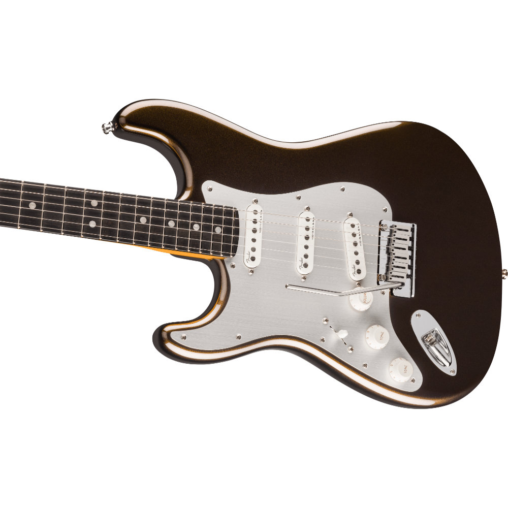 Fender フェンダー American Ultra II Stratocaster Left-Hand EB Texas Tea レフティ エレキギター ストラトキャスター ボディ斜めアングル画像