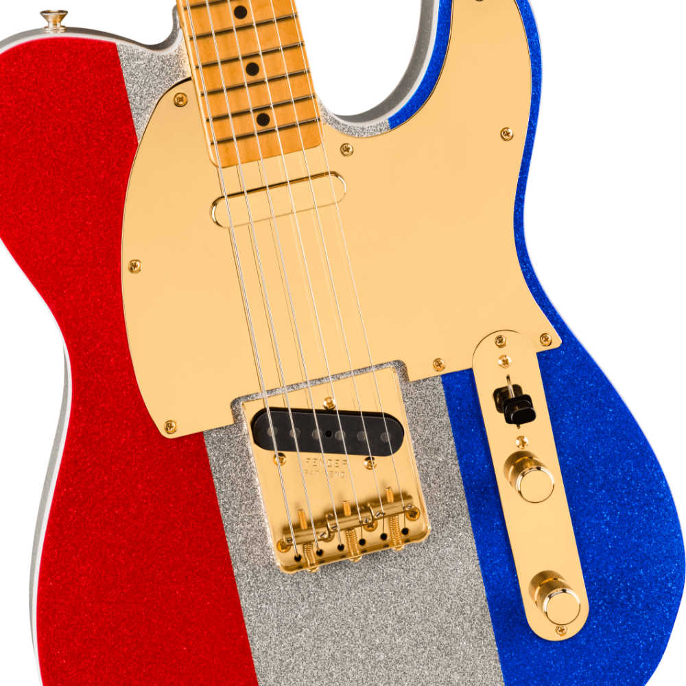 Fender フェンダー Limited Edition Buck Owens Telecaster MN Red Silver and Blue Sparkle エレキギター テレキャスター ボディアップ画像