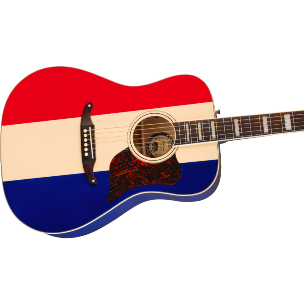 Fender フェンダー Buck Owens Kingman with Case Red White and Blue エレクトリックアコースティックギター ボディ斜めアングル画像