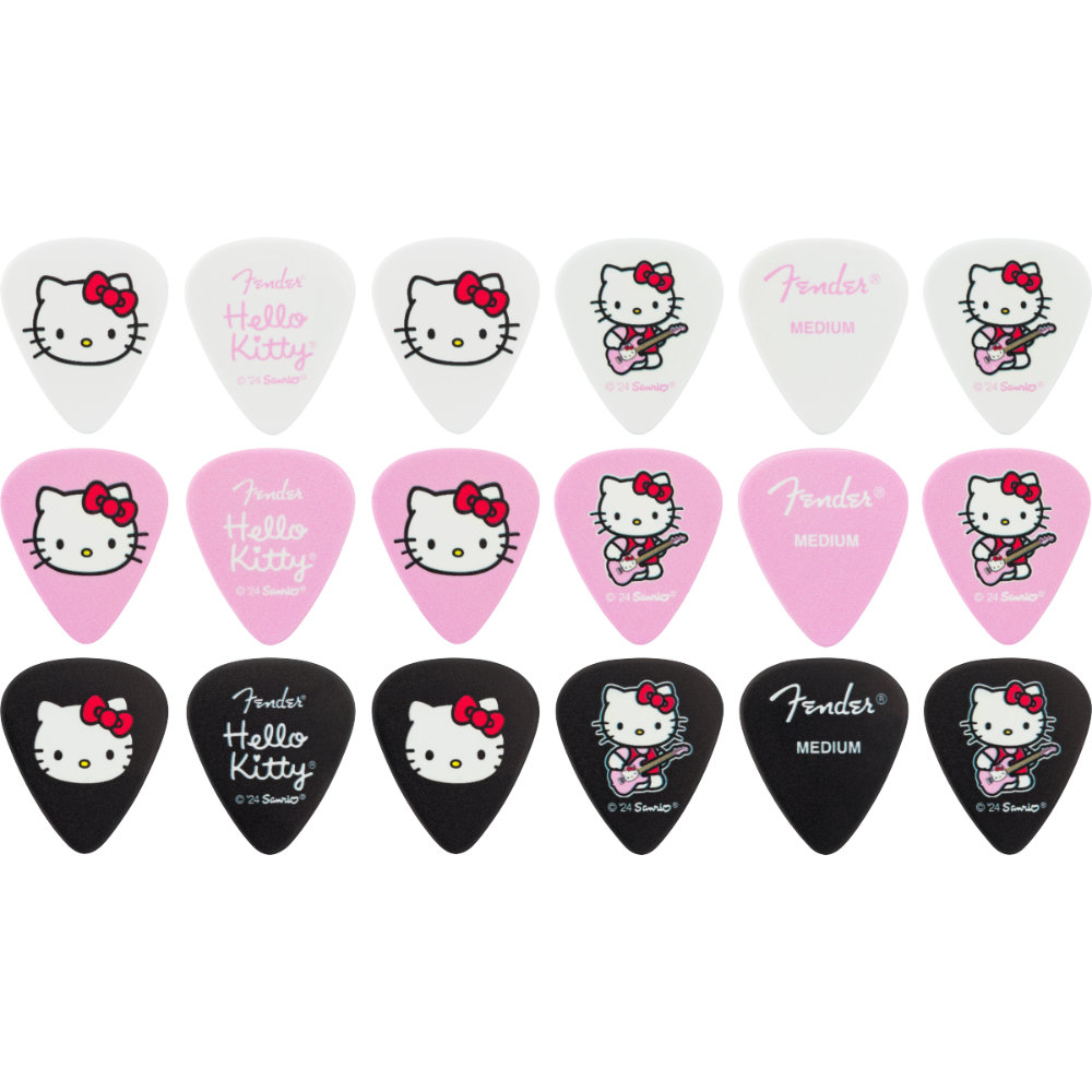 Fender フェンダー Fender x Hello Kitty Pick Tin 18 Pack ギターピック 18枚入り ピック全体