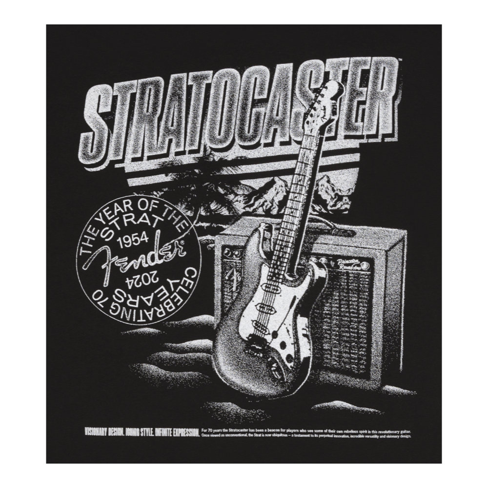 Fender フェンダー Fender Stratocaster 70th Anniversary Tee Black XL Tシャツ ロゴ