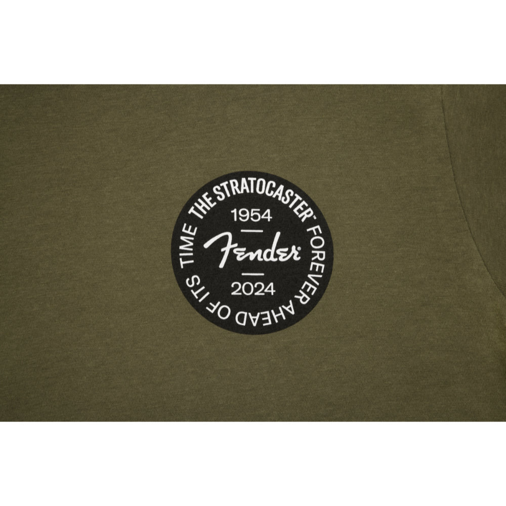 Fender フェンダー Stratocaster 70th Anniversary Badge Tee Olive M ロゴ