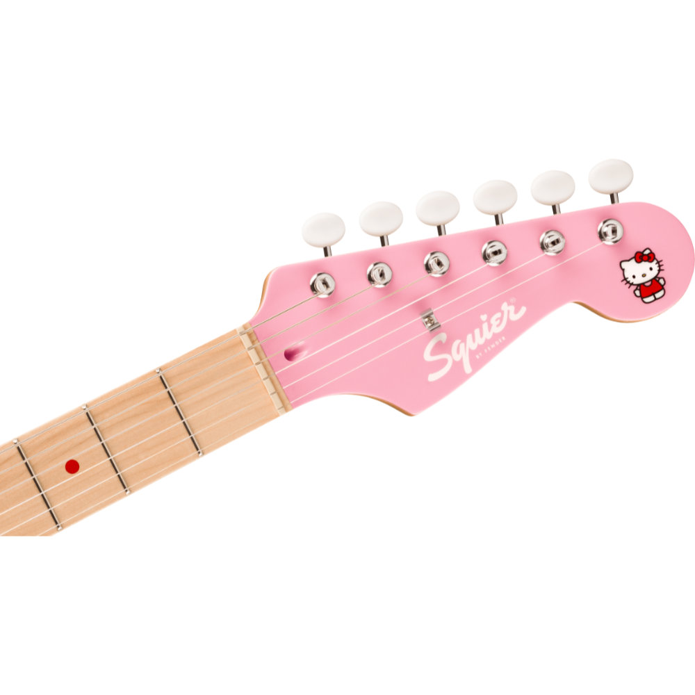 Squier スクワイヤー スクワイア Limited Edition Hello Kitty Stratocaster with Gig Bag Maple Fingerboard Pink エレキギター ヘッド表