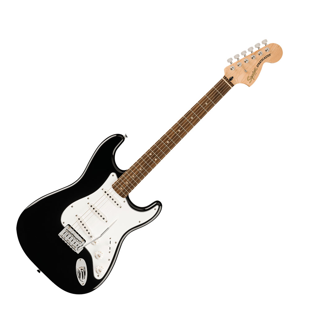 Squier スクワイヤー スクワイア Affinity Series Stratocaster Mustang Micro Pack Black エレキギター ヘッドホンアンプ付きセット 全体像