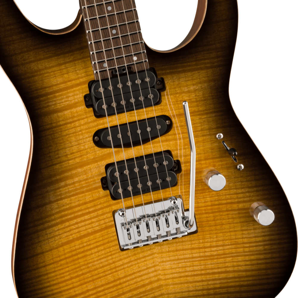 Charvel シャーベル MJ DK24 HSH 2PT W Mahogany with Flame Maple Antique Burst JP エレキギター ボディ画像