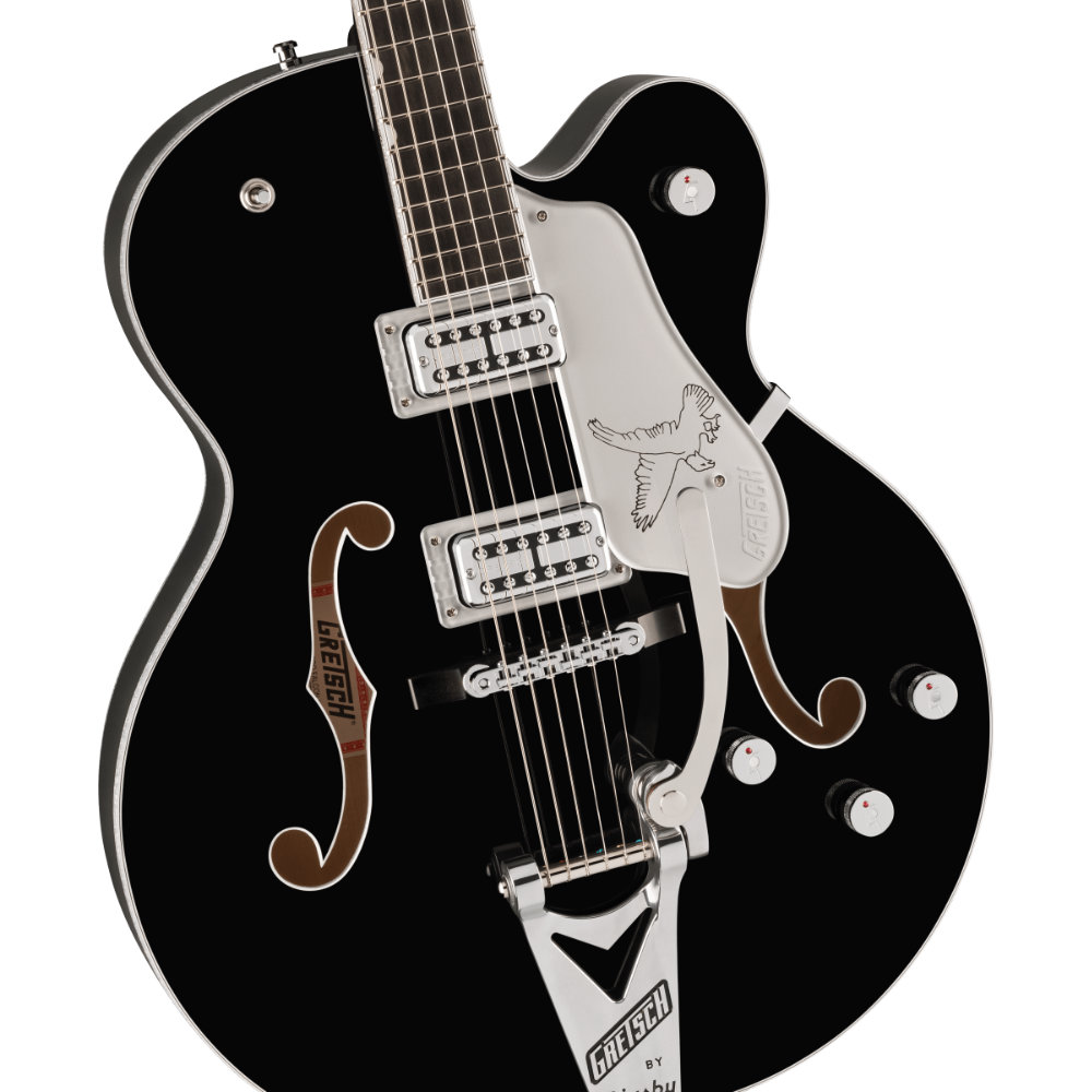 GRETSCH グレッチ Falcon Hollow Body with String-Thru Bigsby and Chrome Hardware Ebony Fingerboard Black エレキギター ピックアップ、コントロール