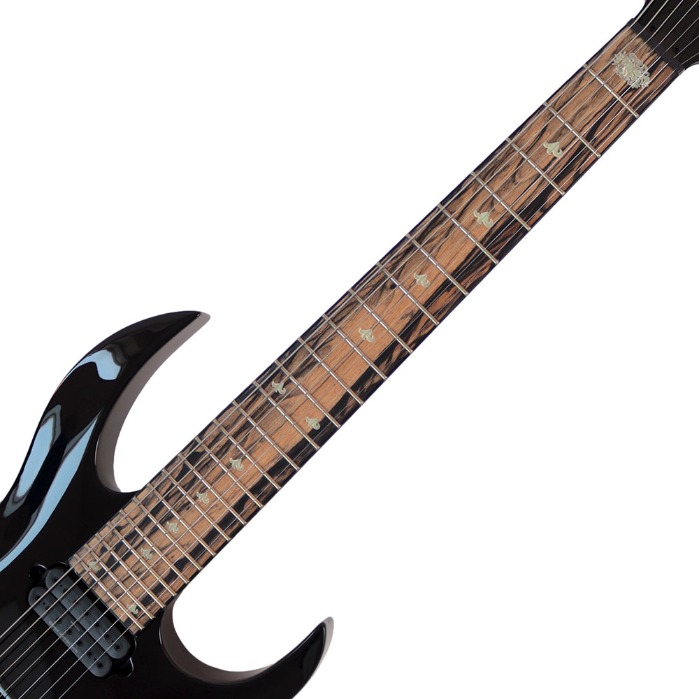 B.C.Rich SHREDZILLA 7 PROPHECY ARCHTOP WITH EVERTUNE Gloss Black White Line Inlays 7弦エレキギター アウトレット 指板・インレイ