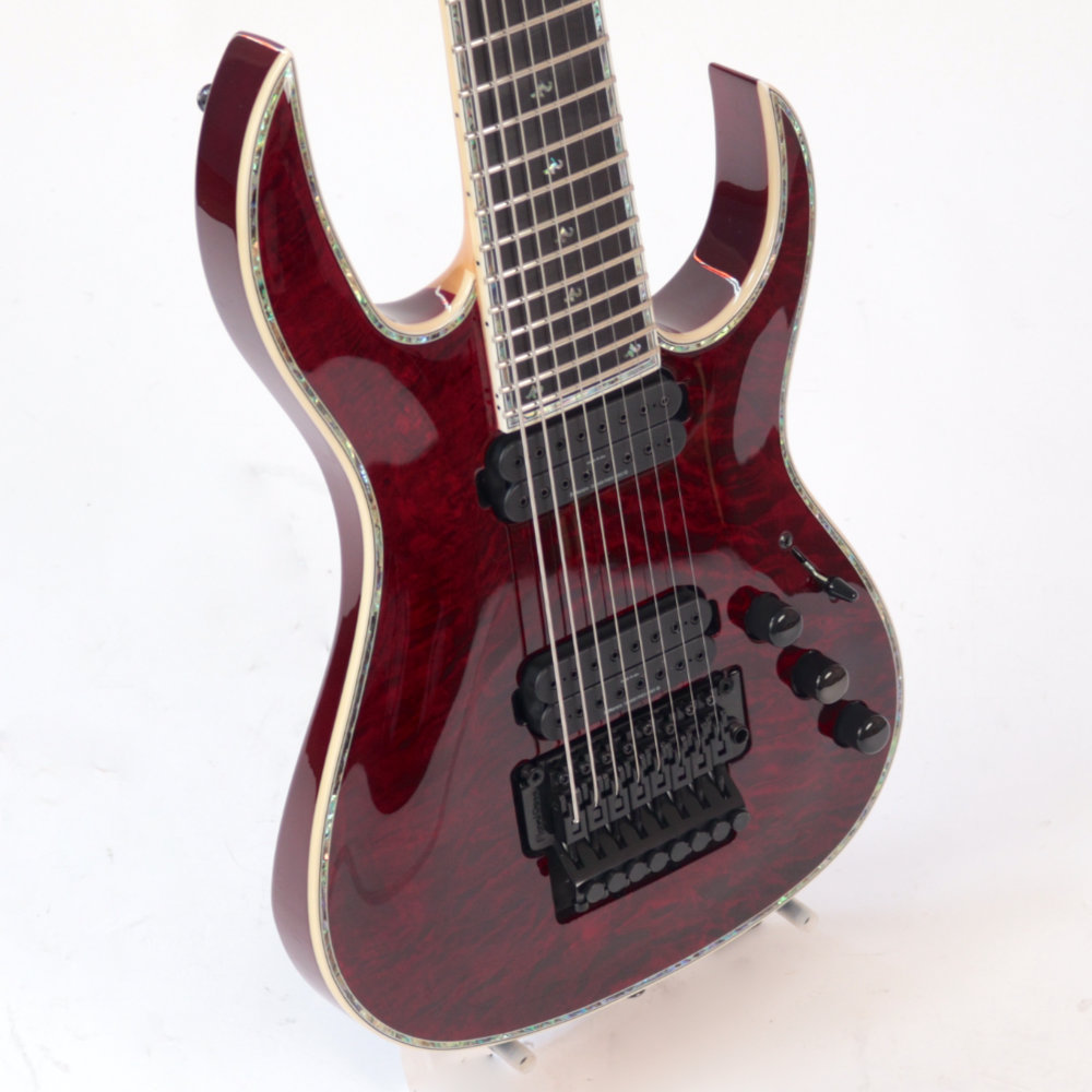 B.C.Rich SHREDZILLA 8 PROPHECY ARCHTOP WITH FLOYD ROSE Black Cherry Quilt 8弦エレキギター アウトレット 左サイド