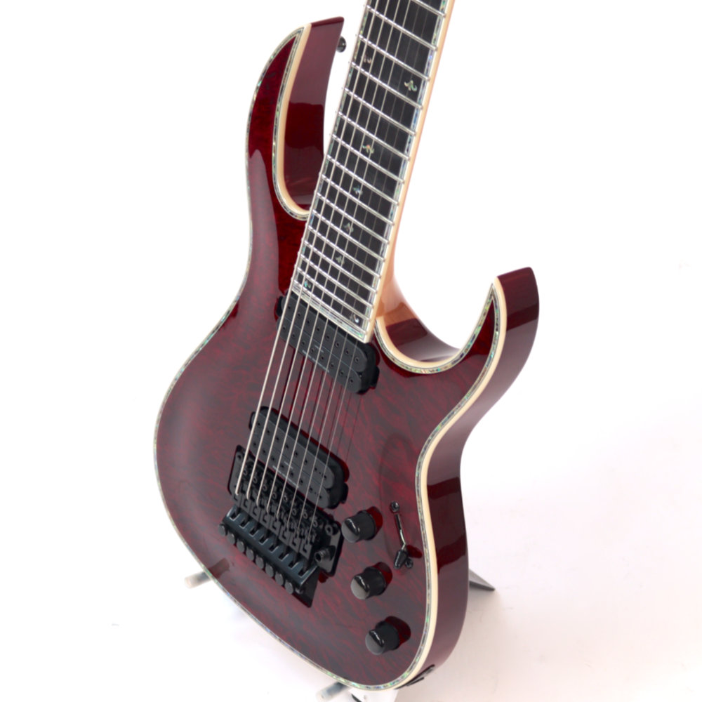 B.C.Rich SHREDZILLA 8 PROPHECY ARCHTOP WITH FLOYD ROSE Black Cherry Quilt 8弦エレキギター アウトレット 右サイド