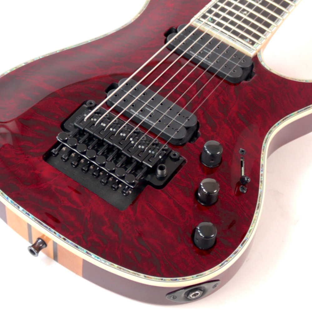 B.C.Rich SHREDZILLA 8 PROPHECY ARCHTOP WITH FLOYD ROSE Black Cherry Quilt 8弦エレキギター アウトレット ハードウエア、コントロール