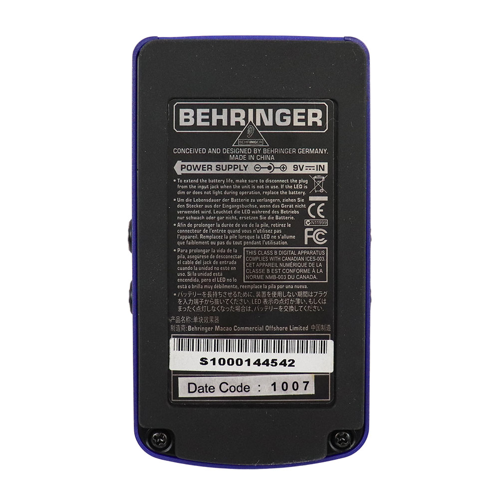 【中古】 エフェクター BEHRINGER FL600 FLANGER MACHINE フランジャーマシン ベリンガー 裏面