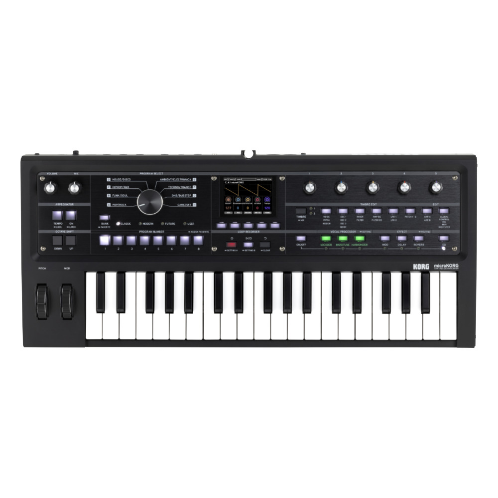 シンセサイザー マイクロコルグ2 KORG MicroKorg2 MK-2 MBK コルグ MICROKORG 2 マットブラック 限定カラー ケース付き トップ画像