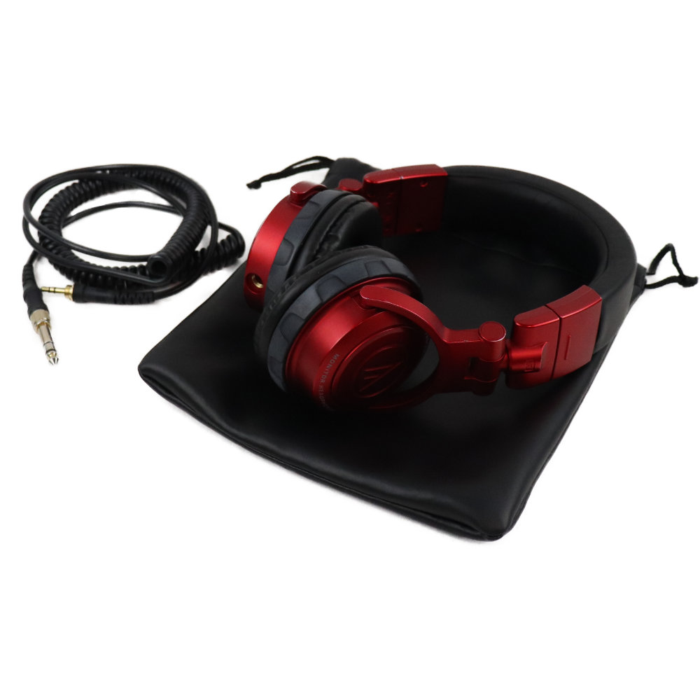 【中古】 ヘッドホン AUDIO-TECHNICA ATH-PRO500MK2 RD DJヘッドホン 片耳対応c 赤