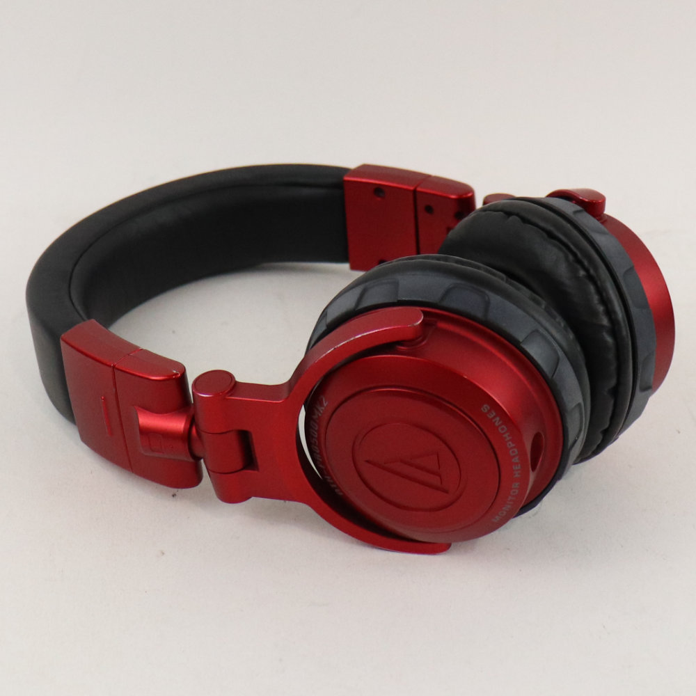 【中古】 ヘッドホン AUDIO-TECHNICA ATH-PRO500MK2 RD DJヘッドホン 片耳対応c 赤 全体