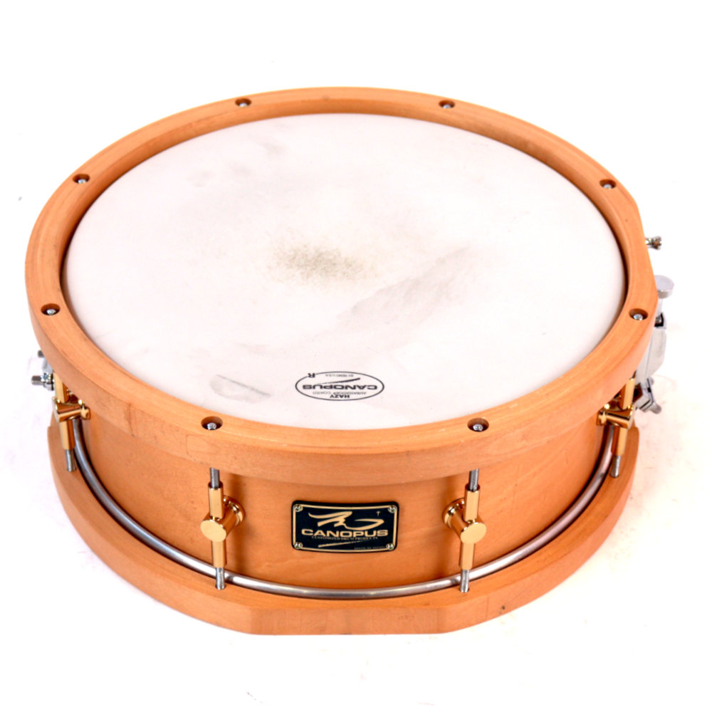 【中古】 CANOPUS カノウプス MO-1455WH 14x5.5 スネアドラム ウッドフープ仕様 正面