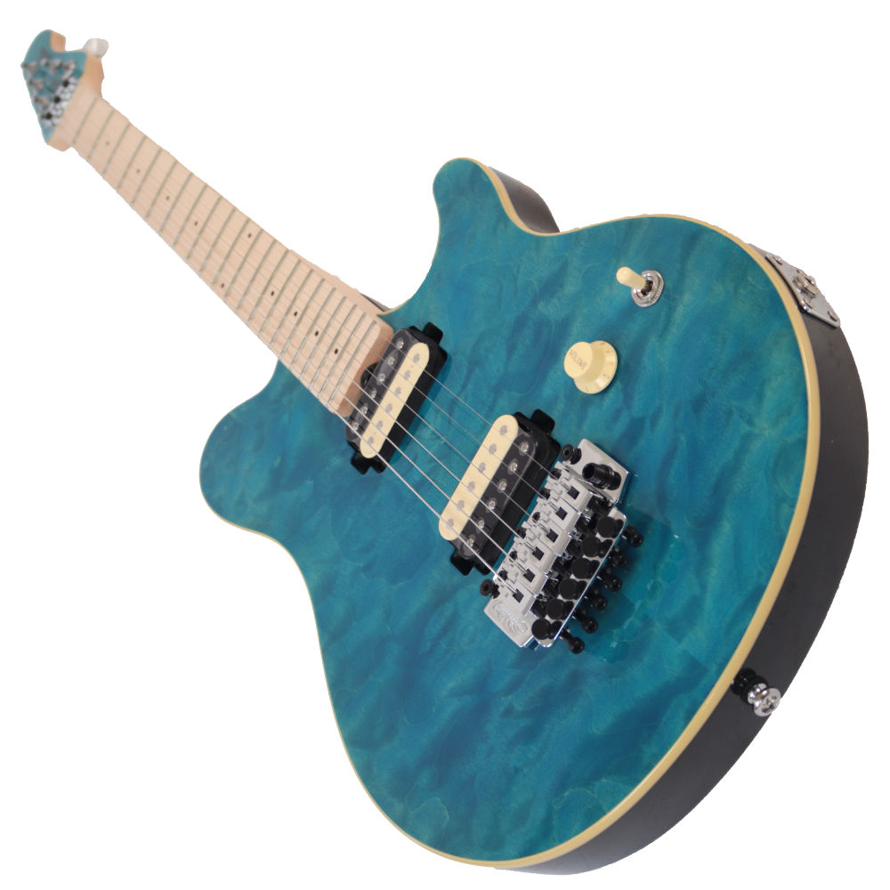 Sterling by MUSICMAN AX40-TBL-M AXIS Trans Blue JAPAN LIMITED ロック式トレモロ搭載 キルトメイプルトップ ブルー ボディ画像