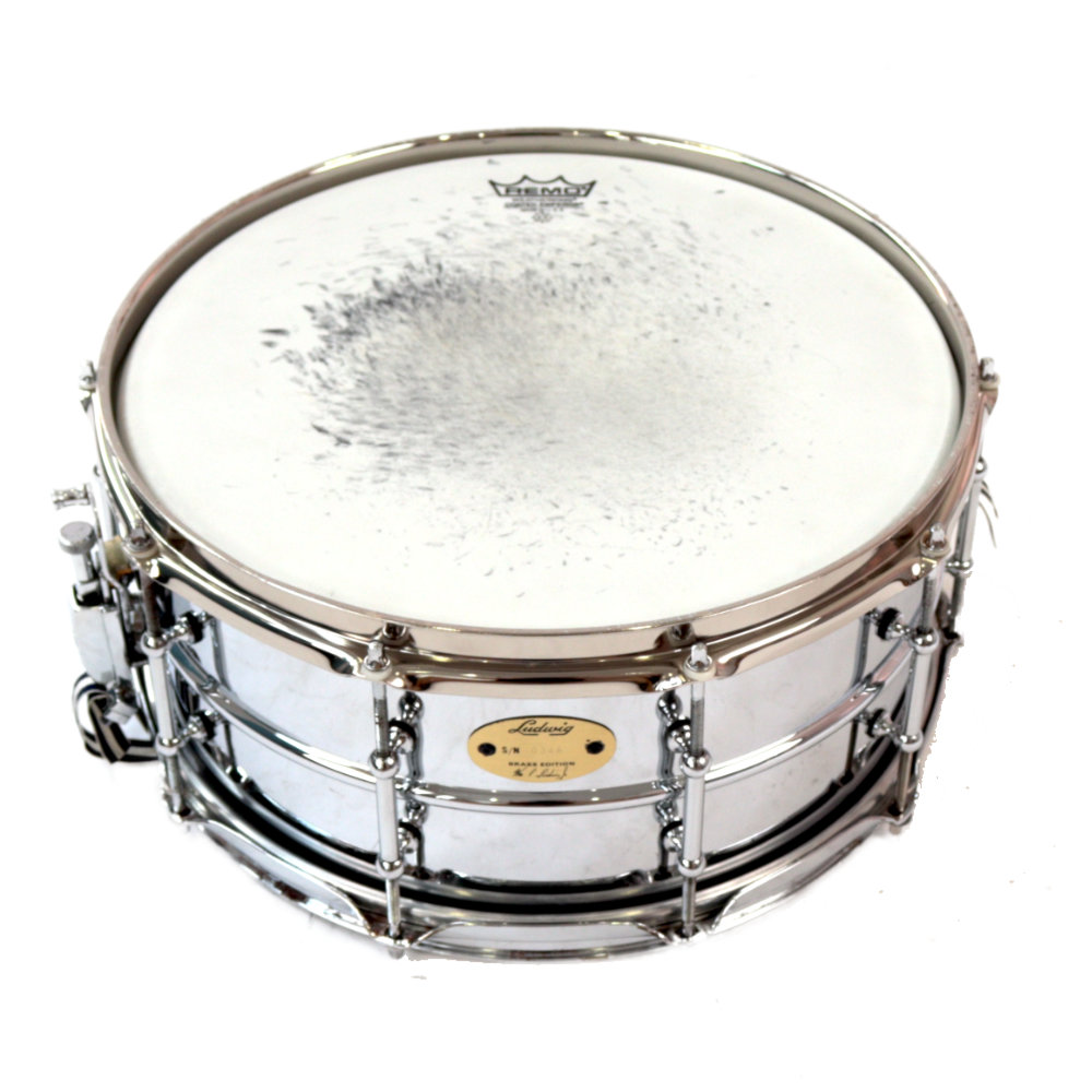 【中古】Ludwig Brass Edition Supraphonic 14x6.5 スネアドラム ラベル側正面