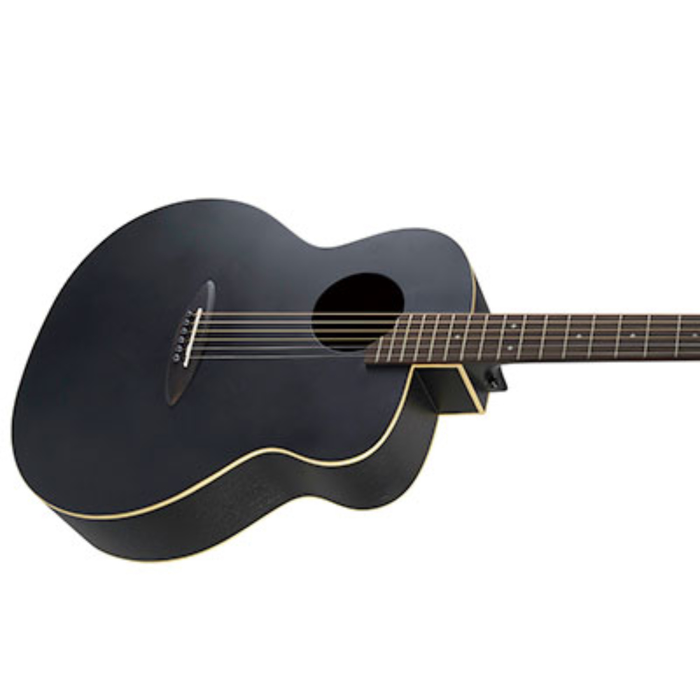 aNueNue アヌエヌエ Bird Guitar aNN-LL16 Black Lumiblack アコースティックギター バードギター ボディ斜めアングル画像