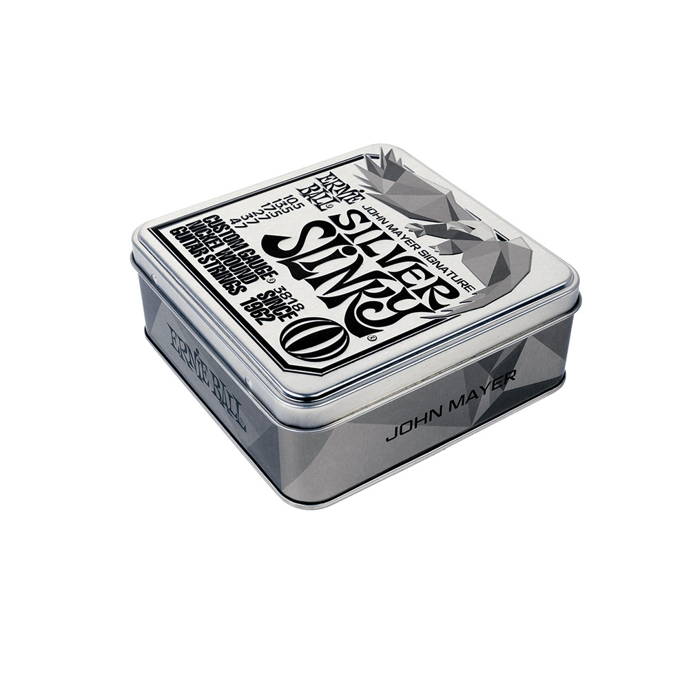 【3セット】 ERNIE BALL アーニーボール 10.5-47 Silver Slinky (3818) 3セット入り缶パック John Mayer Signature ジョン・メイヤー 付属のブリキケース